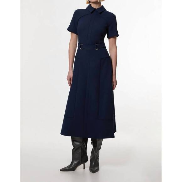 KAREN MILLEN Dresses & Skirts - NEW KAREN MILLEN compact stretch tipped tab detail full skirted midi dress in na